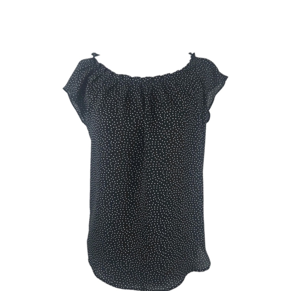 LC Lauren Conrad Black‎ Dot-print Chiffon Sleeveless Blouse Size XS